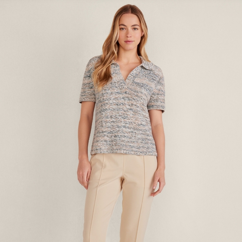 Haven Well Within Women's Small Organic Cotton Spacedye Johnny Collar Sweater